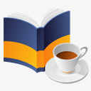 橙色PNG书本和咖啡图标图标
