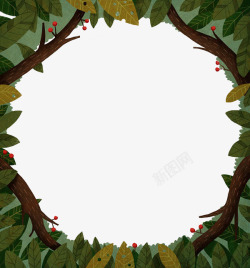 多彩相框树木卡通树木边框高清图片