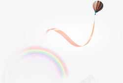 橙色简约彩虹热气球装饰图案素材