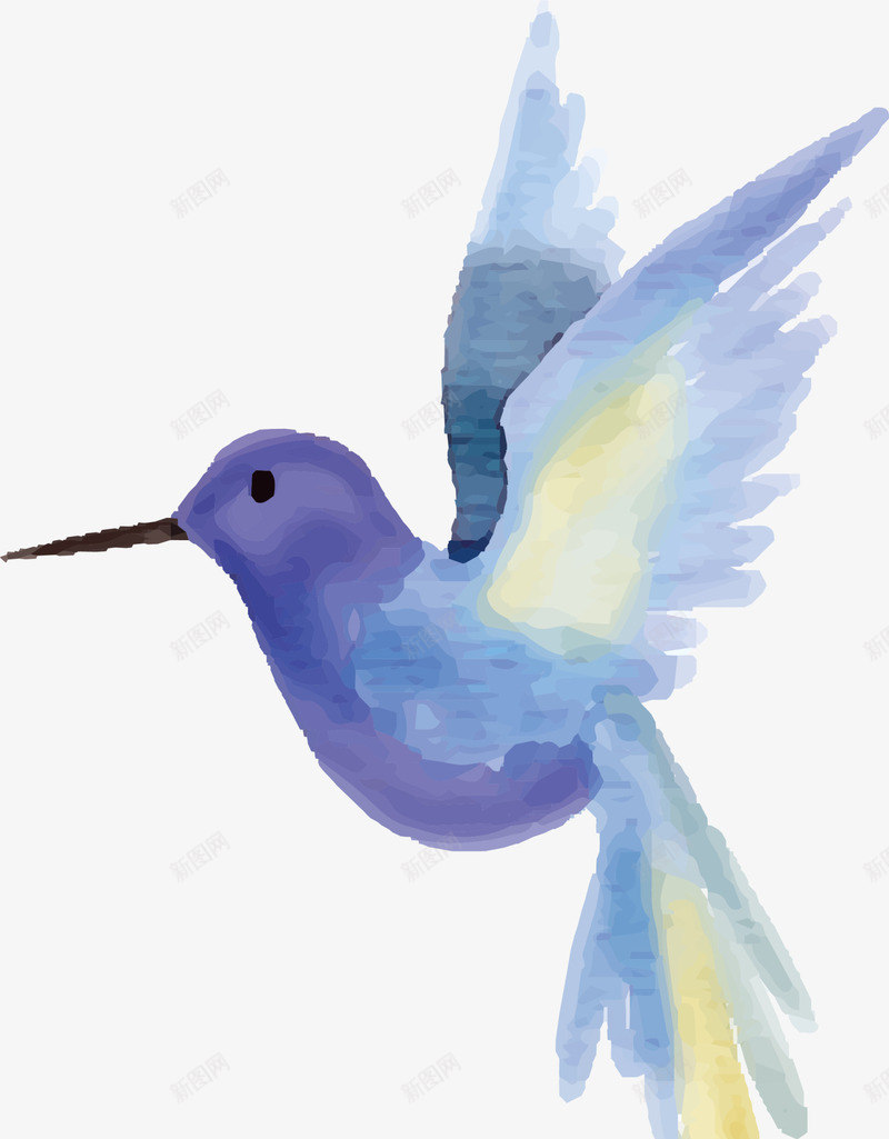 手绘蓝色水彩小鸟png免抠素材_88icon https://88icon.com 可爱小鸟 手绘小鸟 水彩小鸟 绘画 蓝色小鸟 飞翔的小鸟