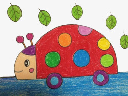 彩绘儿童画彩色蜗牛图案素材