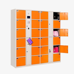 钢制储物柜橙色超市存包柜示意图高清图片