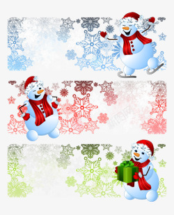 雪花和雪人横幅装饰矢量图素材