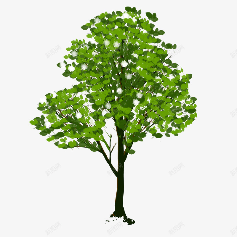 绿色的树树木png免抠素材_88icon https://88icon.com 树干 树木 白色花的树 绿色的树
