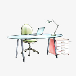 彩绘办公桌椅素材