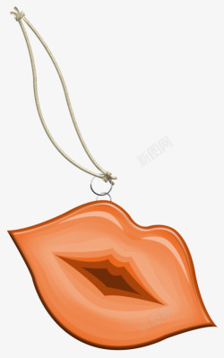 橙色嘴唇唇印项链挂饰素材