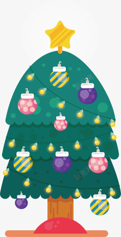 彩球装饰圣诞树素材
