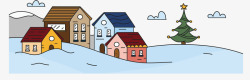 暖冬横幅暖冬可爱圣诞小镇横幅矢量图高清图片