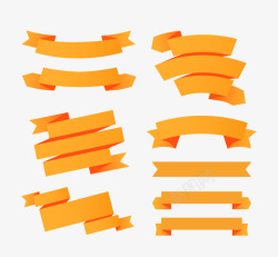 橙色丝带条幅矢量图素材