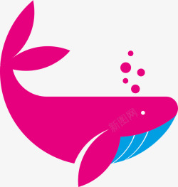 粉色创意手绘的鲸鱼素材