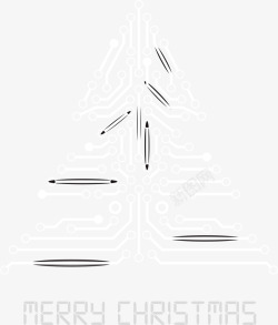 白色电路线条圣诞树素材