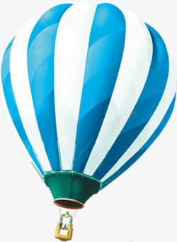 蓝色条纹热气球卡通装饰素材