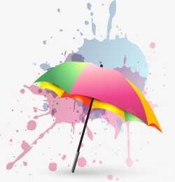 彩虹泼墨泼墨效果雨伞图高清图片