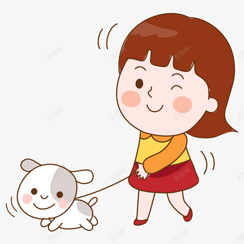 牵着小狗的小女孩png免抠素材_88icon https://88icon.com 动漫动画 卡通手绘 宠物狗 小女孩 小狗 站着的小女孩 装饰图
