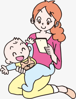 母亲节卡通妈妈和婴儿素材