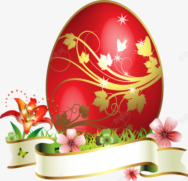 金色花纹水晶彩蛋png免抠素材_88icon https://88icon.com 彩蛋 红色水晶 金色边缘彩蛋飘带 飘带