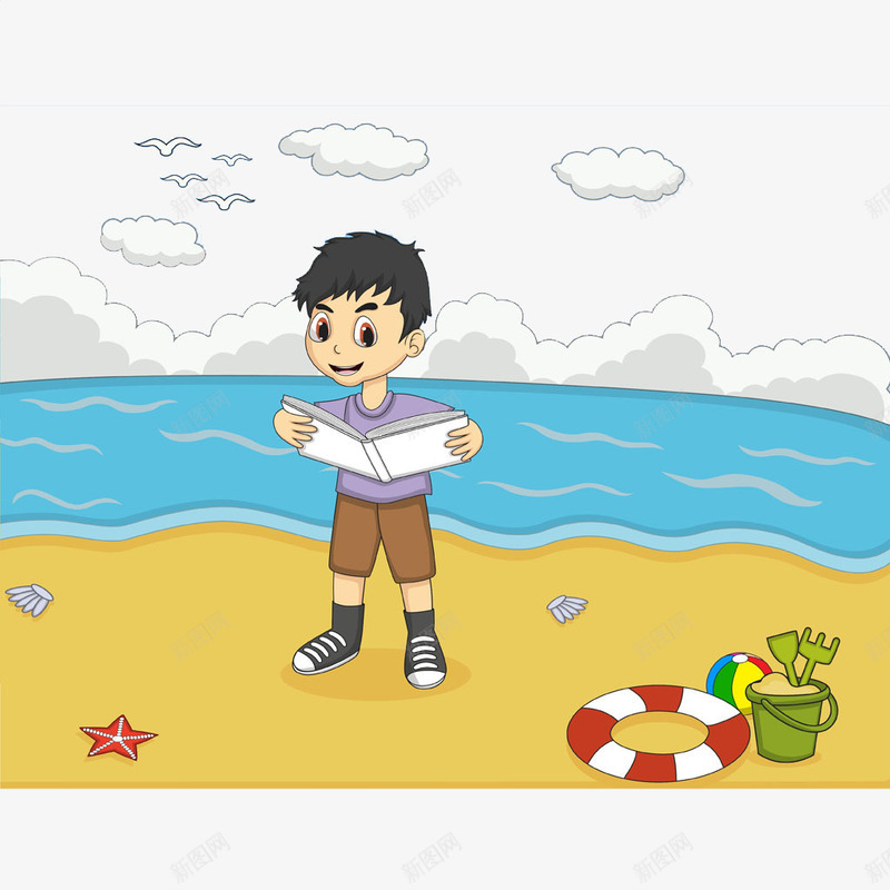 海边读书的小朋友png免抠素材_88icon https://88icon.com 卡通休闲 大海 小孩子 小朋友 手绘 旅游 旅行 沙滩 海边 看书 读书
