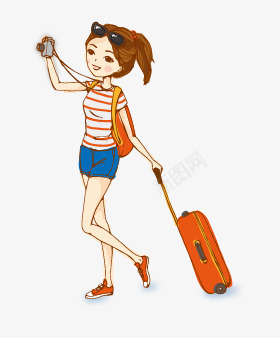 可爱卡通旅行女孩矢量图ai免抠素材_88icon https://88icon.com 卡通 可爱 女孩 旅行 照相 相机 行李箱 矢量图