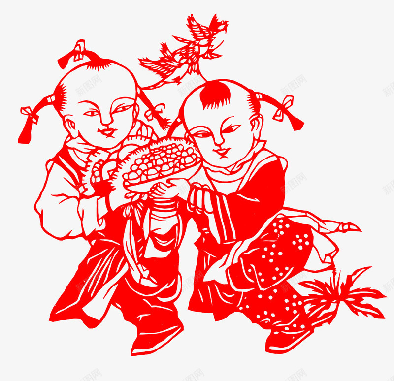 小孩动物剪纸窗花png免抠素材_88icon https://88icon.com 中国风剪纸画中国风剪纸花纹 中国风窗花边框江南窗花 剪纸 动物 古窗花中国风剪纸入门 小孩 汤圆 窗花