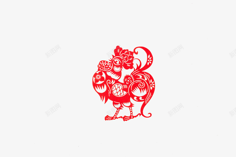 红色剪纸公鸡png免抠素材_88icon https://88icon.com 中国风 新年素材 红色剪纸 过年装饰 鸡年元素
