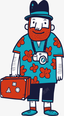 卡通旅游人物时尚背包客矢量图素材
