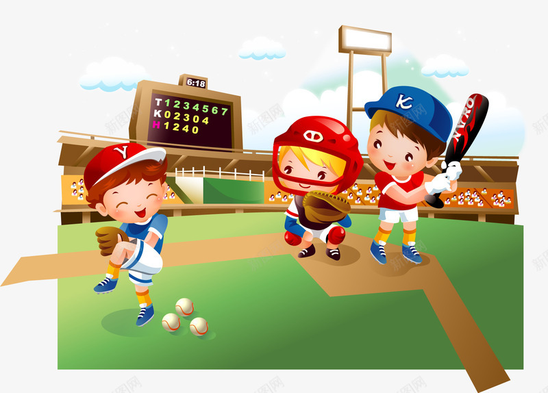 打棒球的小孩png免抠素材_88icon https://88icon.com 人物 免费矢量下载 打棒球的小孩 插画 运动