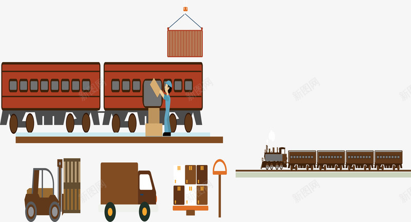 铁道运输png免抠素材_88icon https://88icon.com 叉车 快递公司 货运列车 轨道交通 铁道运输