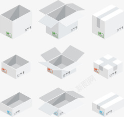 白色包装箱彩色标志快递纸箱高清图片