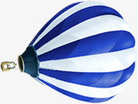 横向蓝色条纹热气球素材