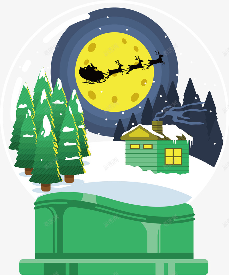 绿色圣诞夜雪橇车水晶球png免抠素材_88icon https://88icon.com 圣诞夜 圣诞节 水晶球 矢量png 绿色水晶球 雪橇车