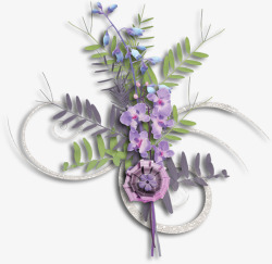 紫色花朵水晶花纹装饰素材