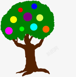各种颜色果子的卡通树素材