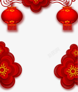 红色中国风灯笼框架素材