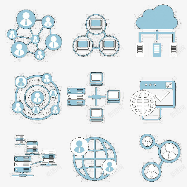 蓝色商务风png免抠素材_88icon https://88icon.com 云设计 关系网 圆环 地球