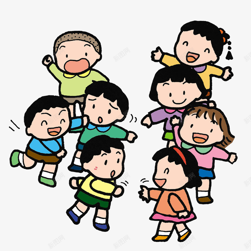 小孩元素png免抠素材_88icon https://88icon.com png 元素 卡通 打闹 排队 自觉排队