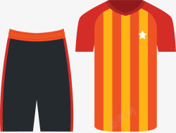 橘色条纹足球队服矢量图素材