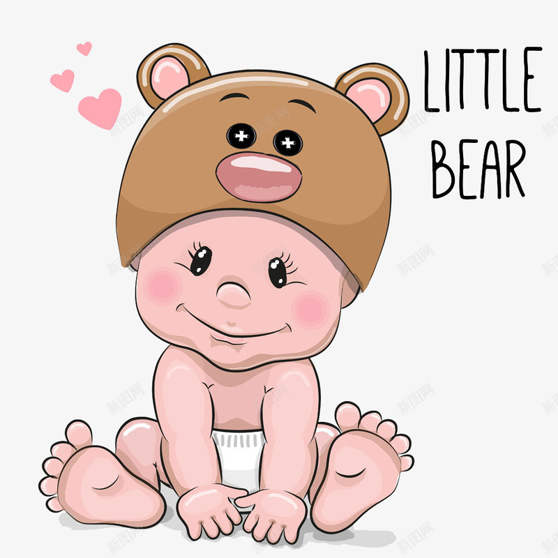 带着熊帽子的宝宝png免抠素材_88icon https://88icon.com 卡通宝宝 可爱宝宝 婴儿 宝宝 小熊帽子 母婴 粉色宝宝