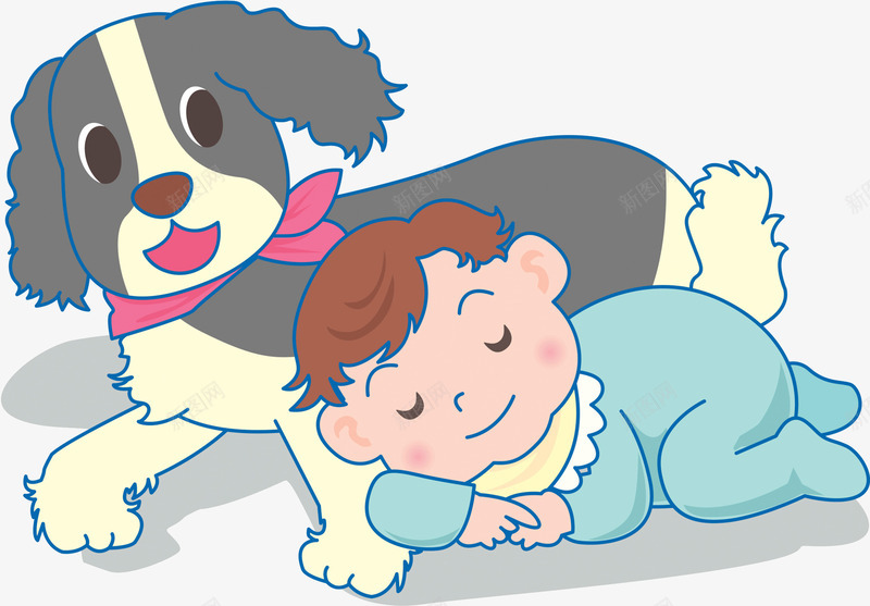 婴儿小狗插画psd免抠素材_88icon https://88icon.com 婴儿 安全感 插画 舒适睡眠