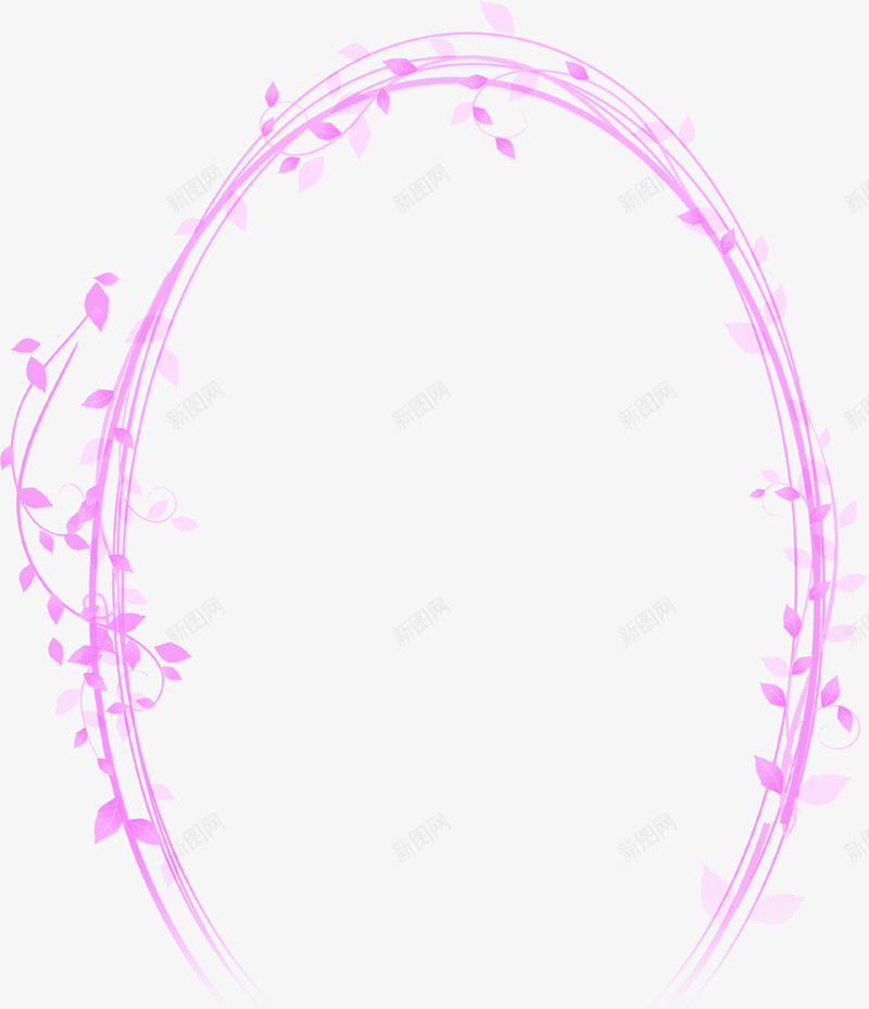 粉色线条叶子圆环装饰png免抠素材_88icon https://88icon.com 叶子 粉色 线条 装饰