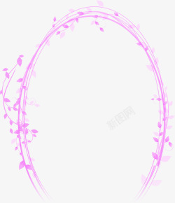 粉色线条叶子圆环装饰素材