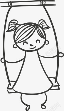 手绘卡通羊玩耍的小女孩图标图标