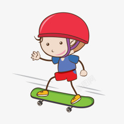 玩滑板卡通玩滑板男孩高清图片