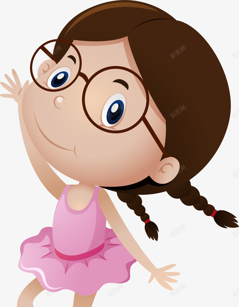 儿童节卡通小女孩png免抠素材_88icon https://88icon.com 儿童节 卡通小女孩 开心 戴着眼镜 跳舞 马尾辫