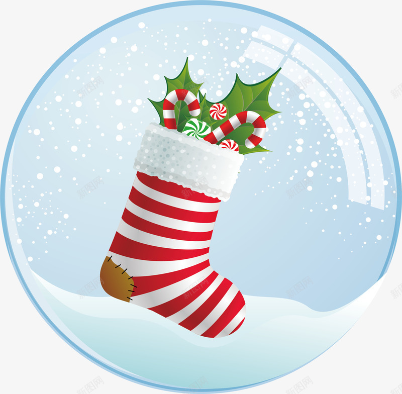 圣诞节美丽的圣诞袜水晶球png免抠素材_88icon https://88icon.com 圣诞水晶球 圣诞节 圣诞袜 圣诞袜水晶球 水晶球 矢量png