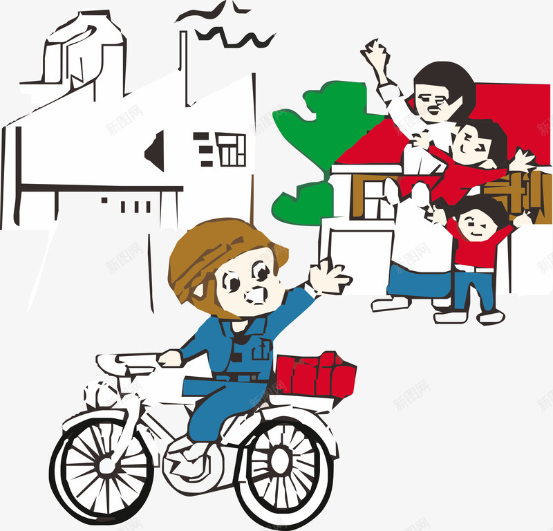 安全生产漫画图png免抠素材_88icon https://88icon.com 妈妈和小孩 安全 工人 漫画图 生产 自行车