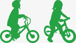 小孩子骑自行车绿色素材