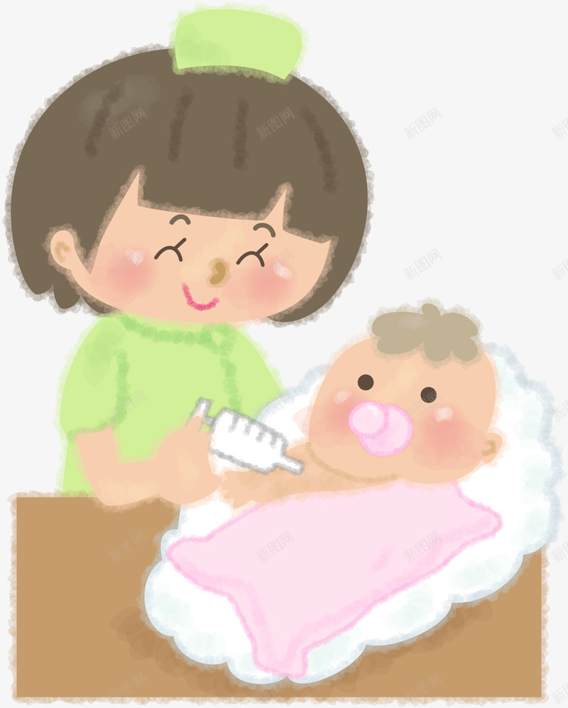 手绘护士打针小婴儿png免抠素材_88icon https://88icon.com 小婴儿 手绘 打针 护士