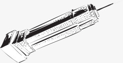 手绘黑色潮流建筑素材