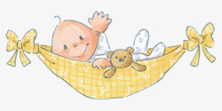 卡通可爱婴儿吊床蝴蝶结素材