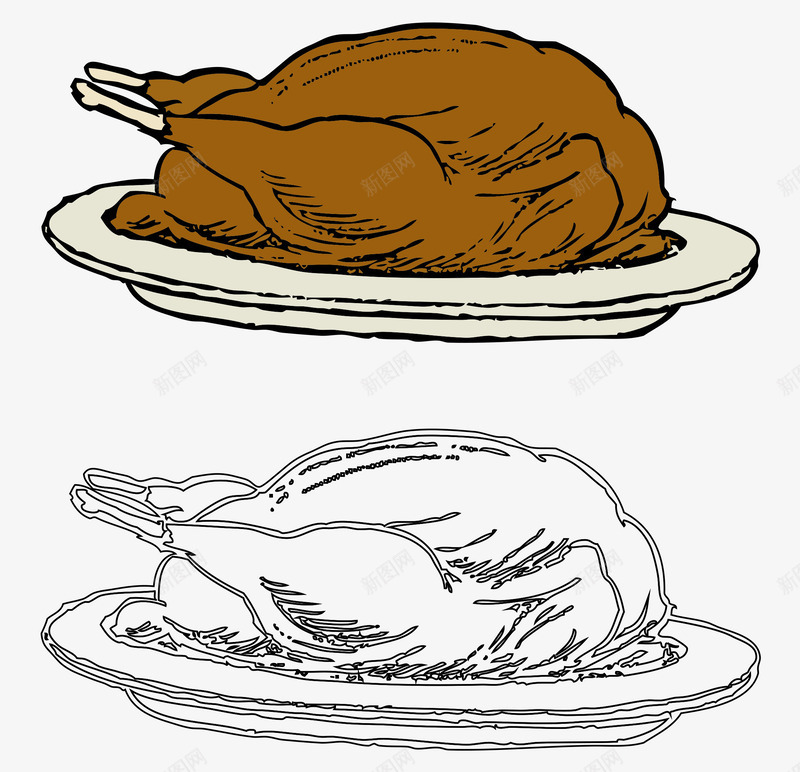 卡通手绘线稿烤鸭插画矢量图ai免抠素材_88icon https://88icon.com 卡通烤鸭 手绘烤鸭 烤鸭插画 矢量烤鸭 线稿烤鸭 美味烤鸭 矢量图